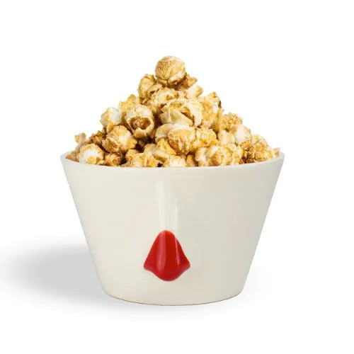 Bol blanc en grès avec un nez rouge