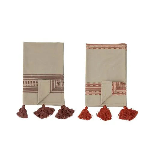 Serviettes de cuisine en coton avec bout rouge