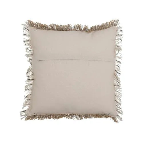Arrière d'un coussin en coton avec des franges