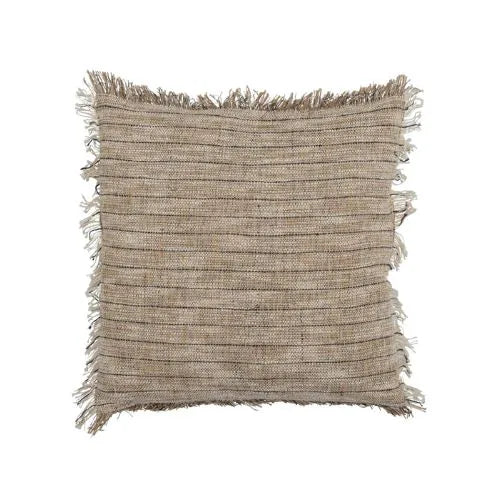 Coussin en coton nature avec des franges