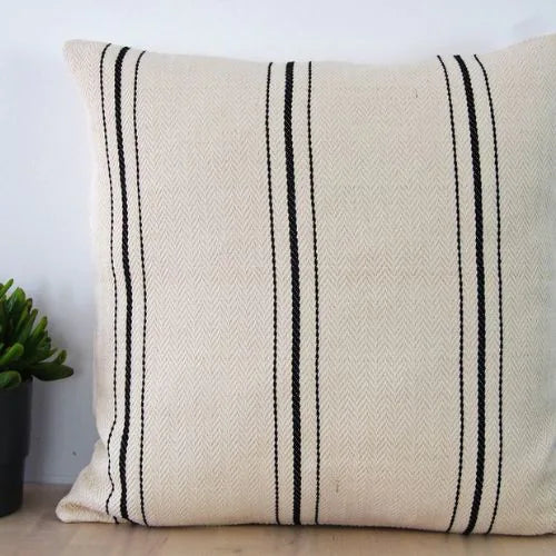 housse de coussin en coton rayé