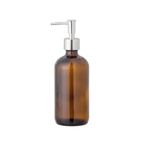 Bouteille en verre marron pousse mousse pour savon liquide